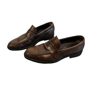 Tods‎ Penny Loafers Mens 7.5  Brown Leather Slip On Shoes Dress Shoes Italy